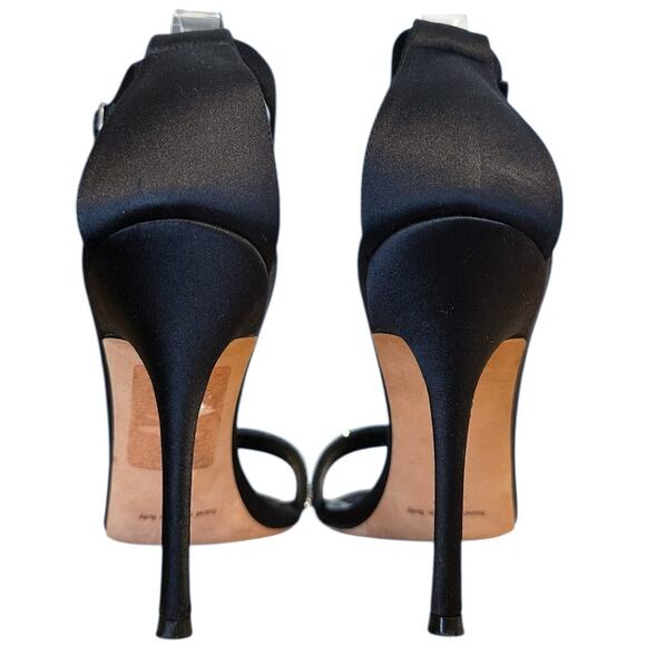 Manolo Blahnik Black Satin Crystal Chaos High Heel Open Toe Sandal 39 - Picture 5 of 12